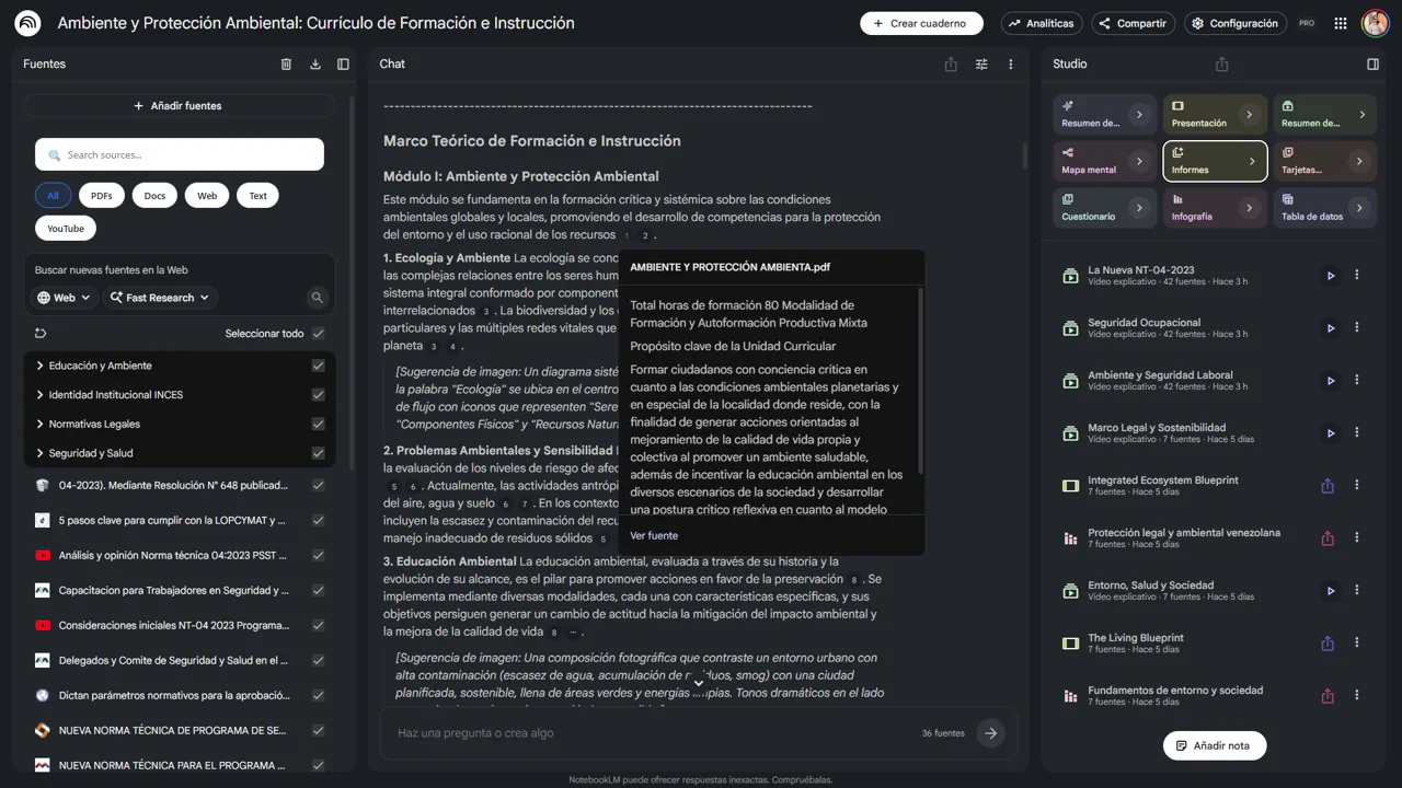 Chat y citas en NotebookLM